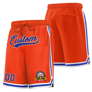 Custom Orange Royal-White Classic Style Basketball Mesh Shorts