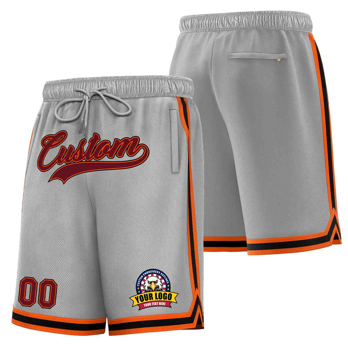 Custom Gray Crimson-Black Classic Style Basketball Mesh Shorts