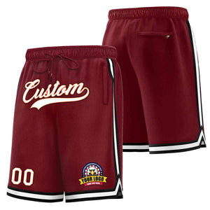 Short en maille de basket-ball de style classique marron blanc-noir personnalisé