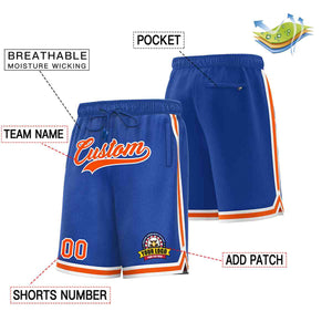 Custom Royal Orange-White Classic Style Basketball Mesh Shorts