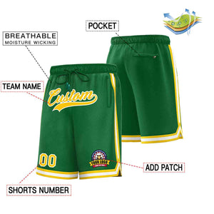 Custom Kelly Green Gold-White Classic Style Basketball Mesh Shorts