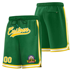 Custom Kelly Green Gold-White Classic Style Basketball Mesh Shorts