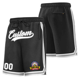 Custom Black White-Gray Classic Style Basketball Mesh Shorts