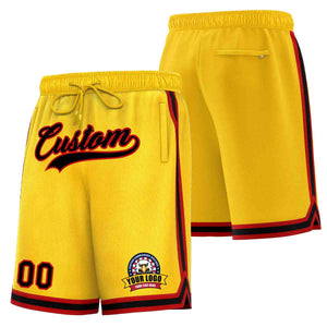 Custom Gold Black-Red Classic Style Basketball Mesh Shorts