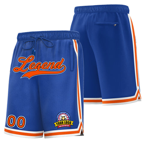 Custom Royal Orange-White Basketball Shorts
