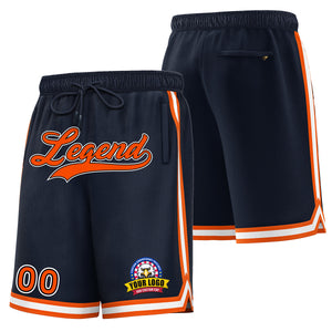 Short de basket personnalisé bleu marine orange-blanc