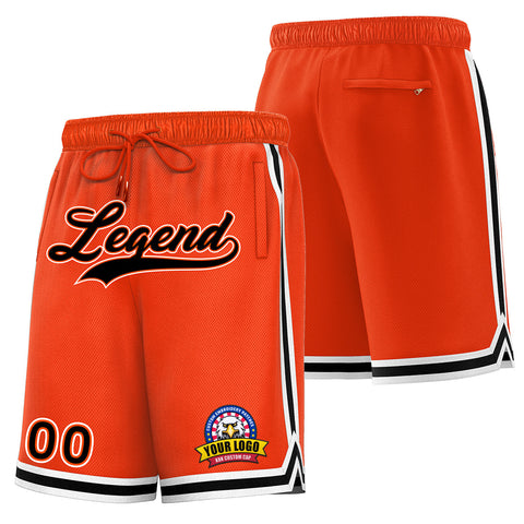 Custom Orange Black Basketball Shorts