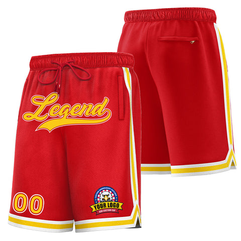 Custom Red Yellow Basketball Shorts