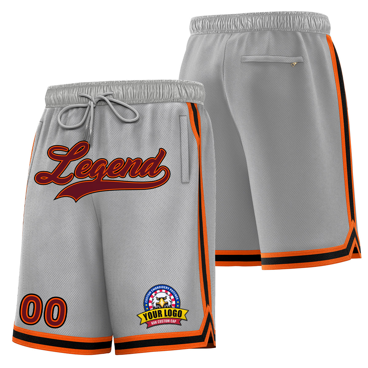 Custom Gray Red Basketball Shorts