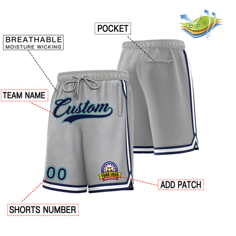 Custom Gray Teal Basketball Shorts