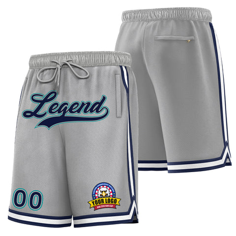 Custom Gray Teal Basketball Shorts