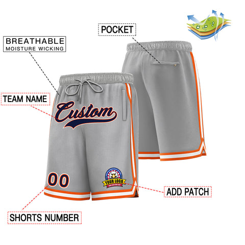 Custom Gray Orange Basketball Shorts