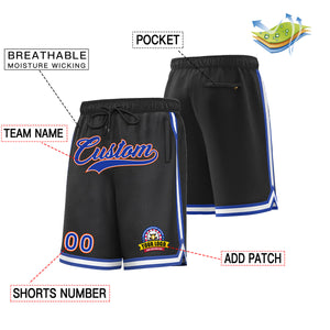 Custom Black Royal-White Basketball Shorts