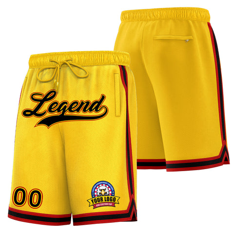 Custom Yellow Black Basketball Shorts
