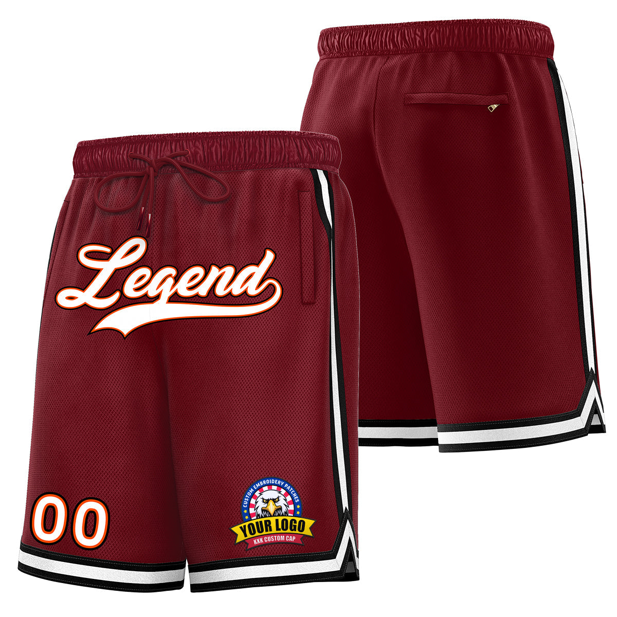 Custom Maroon White Basketball Shorts