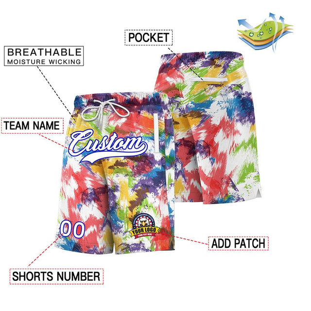 Custom White Royal Font Personalized Graffiti Pattern Shorts