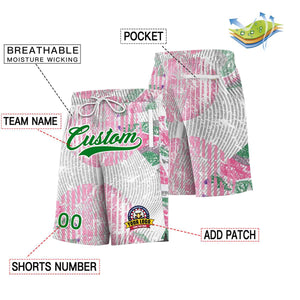 Custom Pink Green-White Font Personalized Graffiti Pattern Shorts