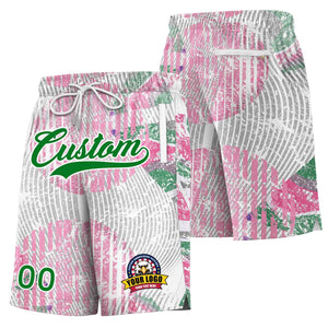 Custom Pink Green-White Font Personalized Graffiti Pattern Shorts