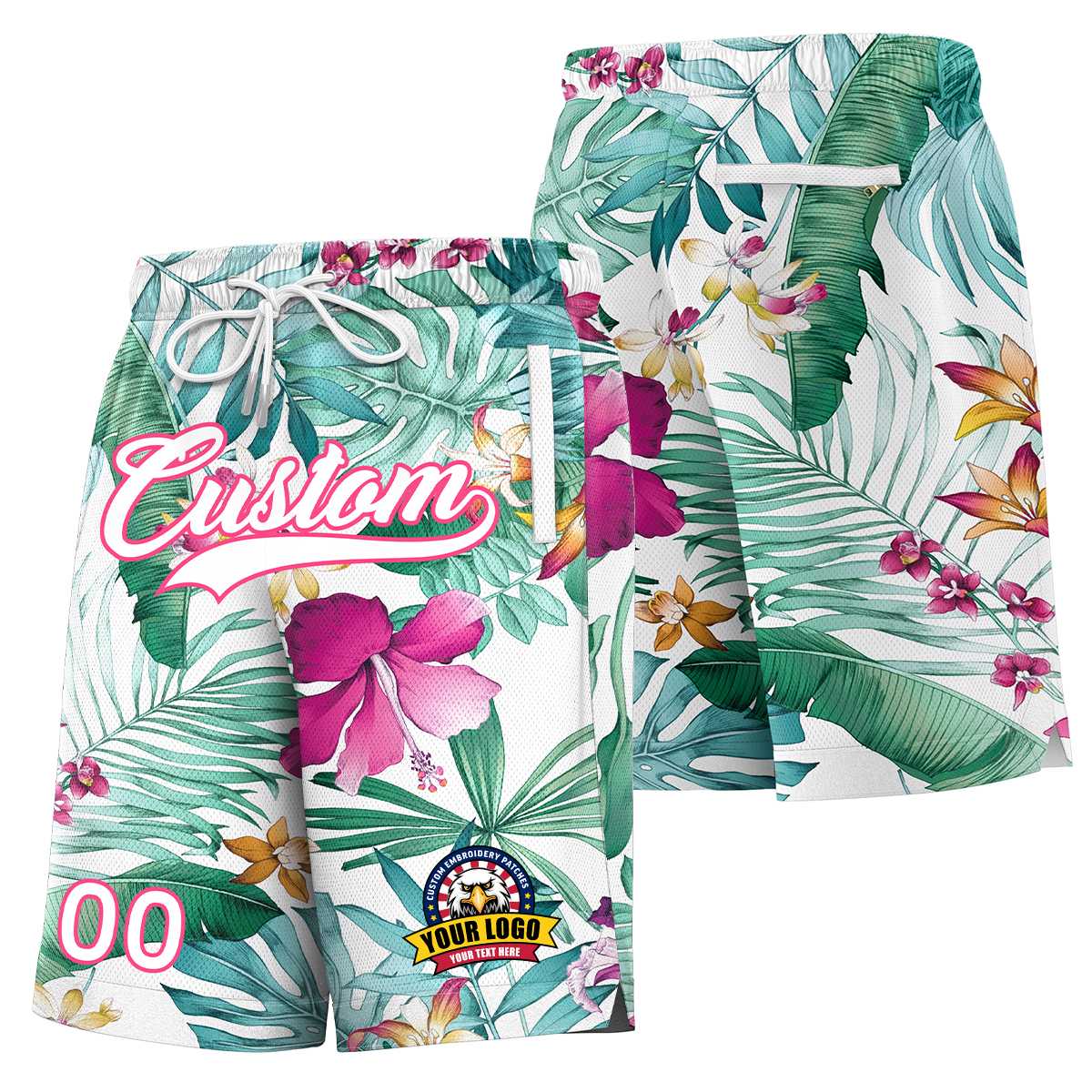 Short à motif de graffiti personnalisé avec police rose blanche personnalisée