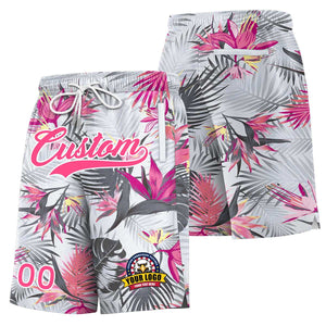 Custom Gray Pink-White Font Personalized Graffiti Pattern Shorts