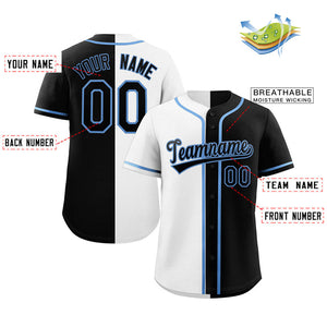 Maillot de baseball personnalisé, personnalisé, noir, blanc, bleu clair, mode authentique