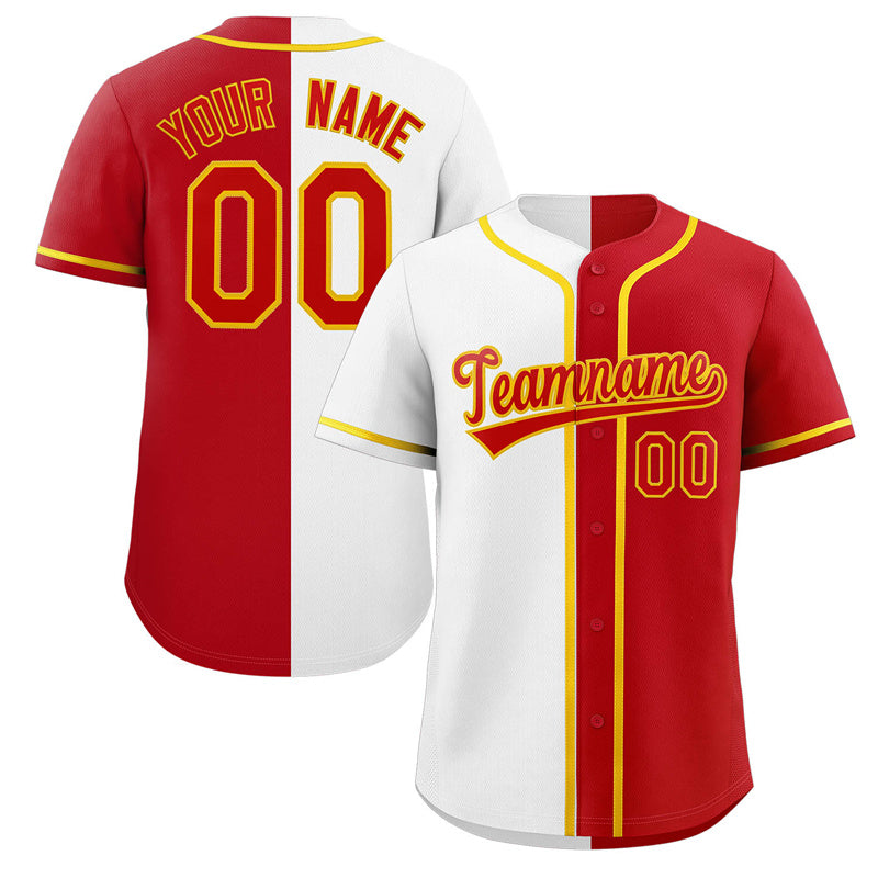 Maillot de baseball authentique, personnalisé, rouge, blanc, Orange, mode fendue