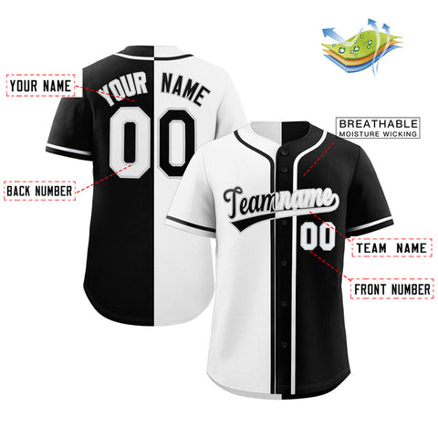 Custom Black White-Gray Split Fashion Authentic Baseball Jersey