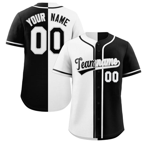 Custom Black White-Gray Split Fashion Authentic Baseball Jersey