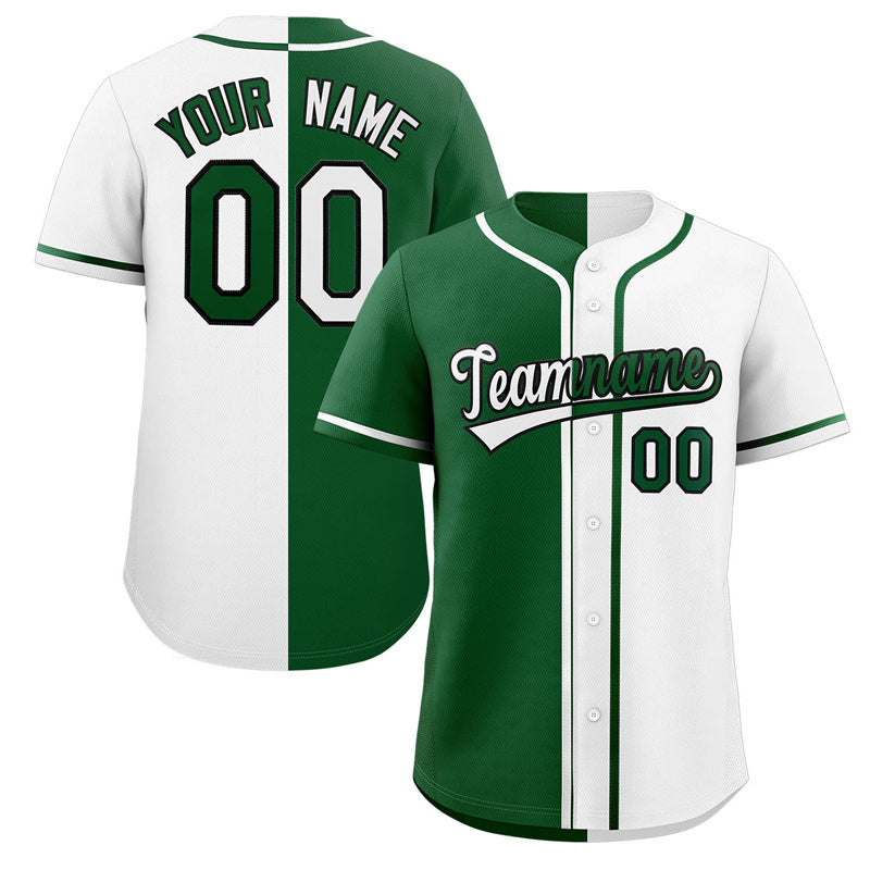 Maillot de baseball personnalisé, blanc, vert-noir, crochet fendu, mode authentique