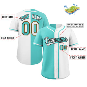 aqua & white custom split baseball jersey