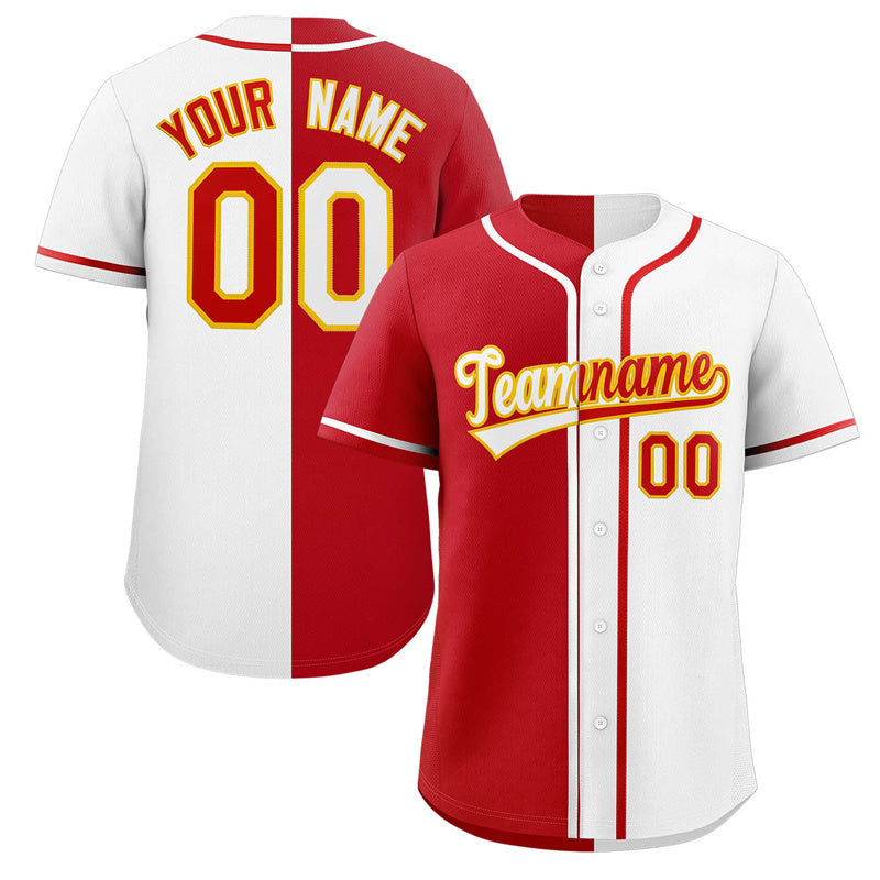 Maillot de baseball personnalisé, blanc, rouge-Orange, crochet fendu, mode authentique