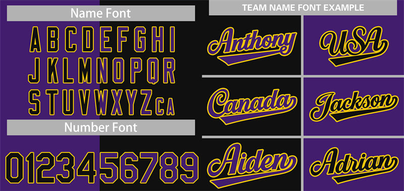 Custom Purple Black-Yellow Split Fashion Authentic Baseball Jersey