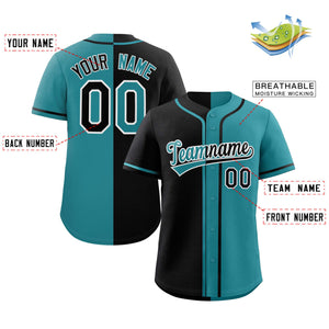 aqua & black split baseball jersey