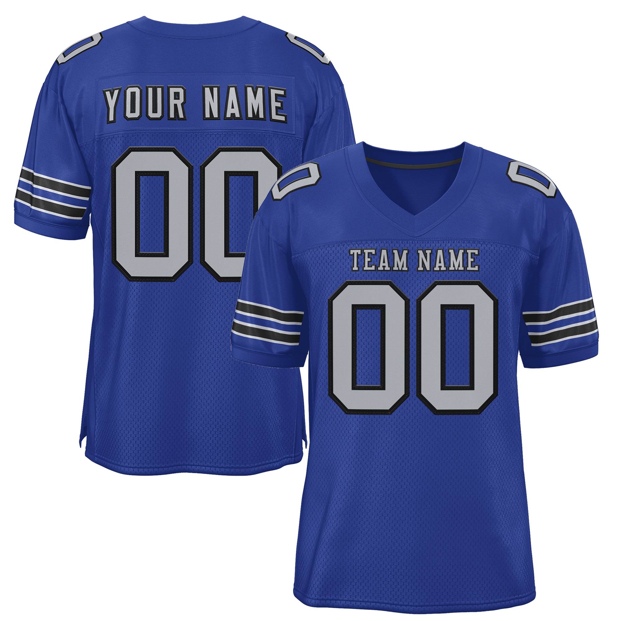 Custom Royal Gray-Black Classic Style Authentic Football Jersey