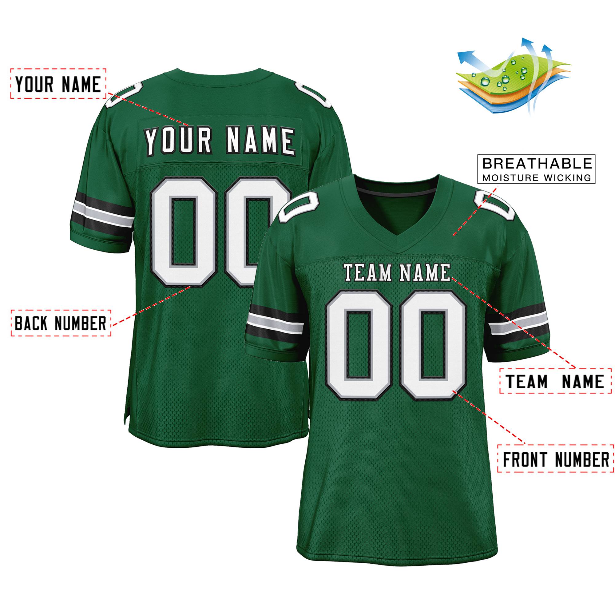 Custom Green White-Black Classic Style Authentic Football Jersey