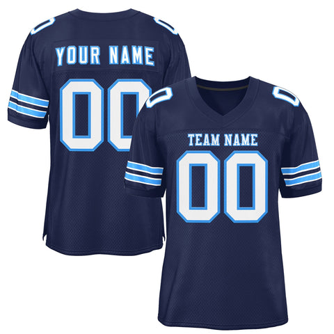 Custom Navy White-Powder Blue Classic Style Authentic Football Jersey