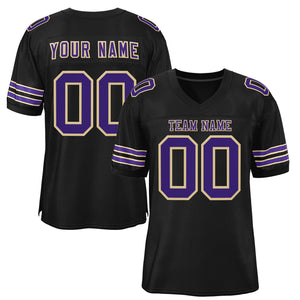 Custom Black Purple-Khaki Classic Style Authentic Football Jersey