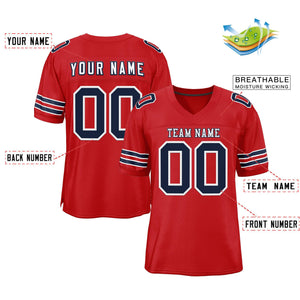 Custom Red White-Navy Classic Style Authentic Football Jersey