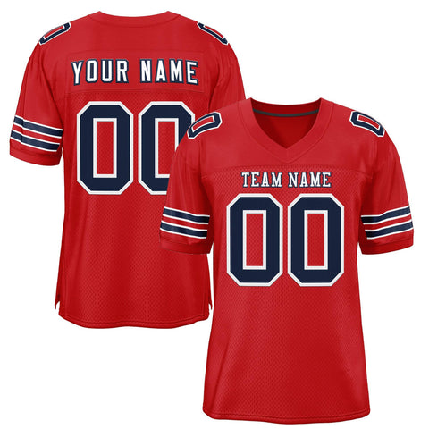 Custom Red White-Navy Classic Style Authentic Football Jersey