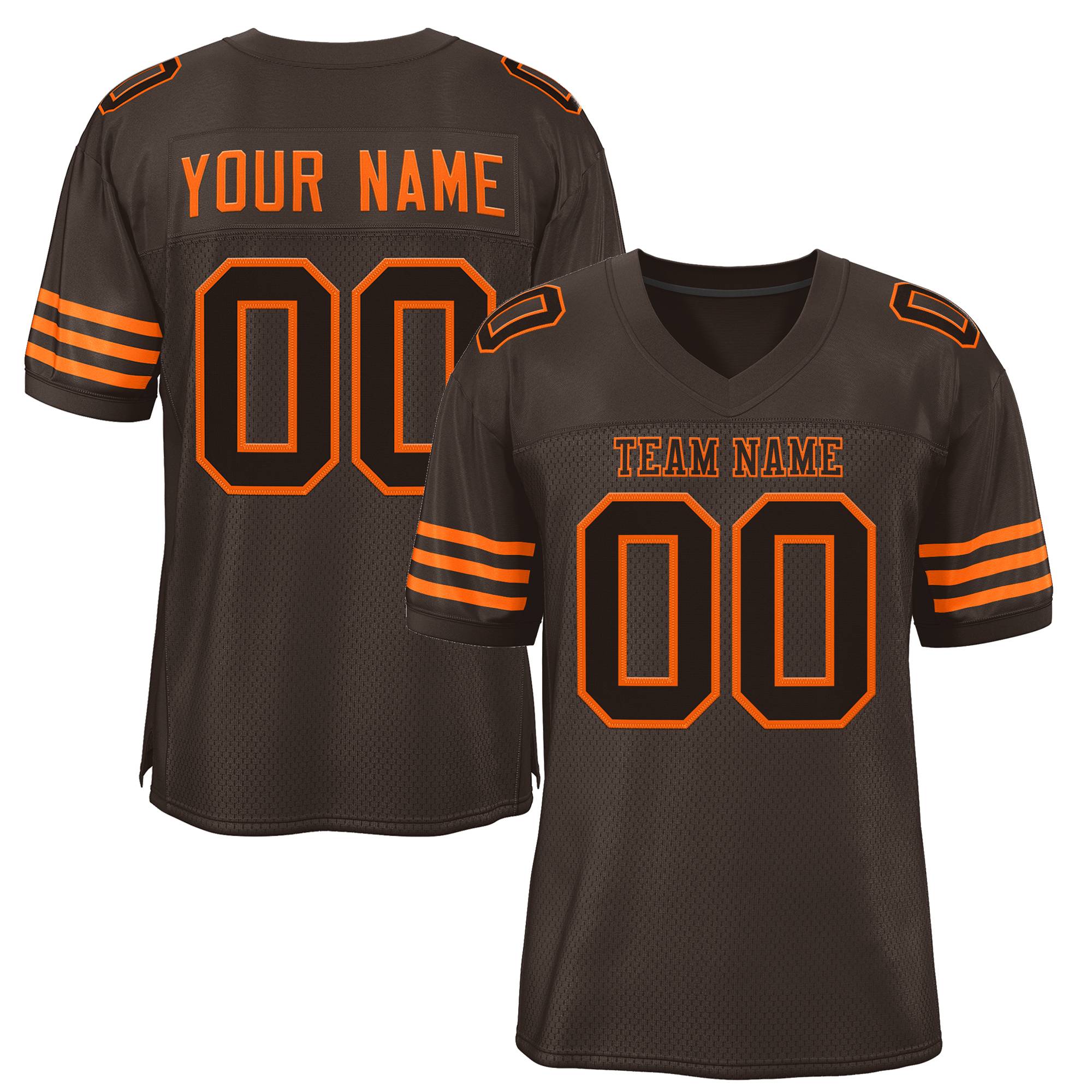 Custom Brown Black-Orange Classic Style Authentic Football Jersey