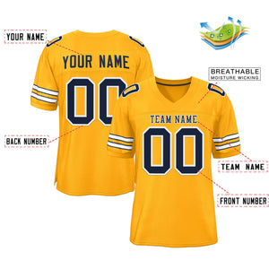 Custom Gold Navy-White Classic Style Authentic Football Jersey