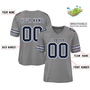 Custom Gray Navy-White Classic Style Authentic Football Jersey