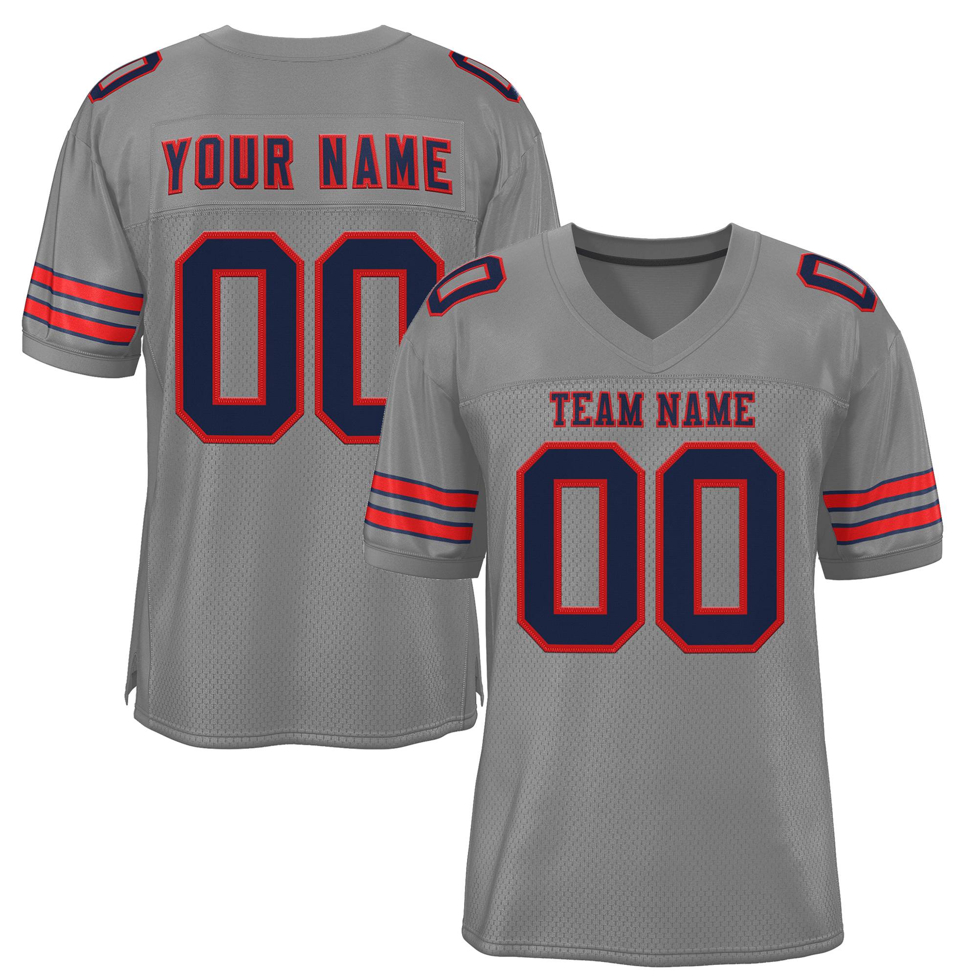 Custom Gray Navy-Red Classic Style Authentic Football Jersey