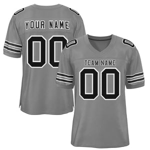 Custom Gray Black-White Classic Style Authentic Football Jersey