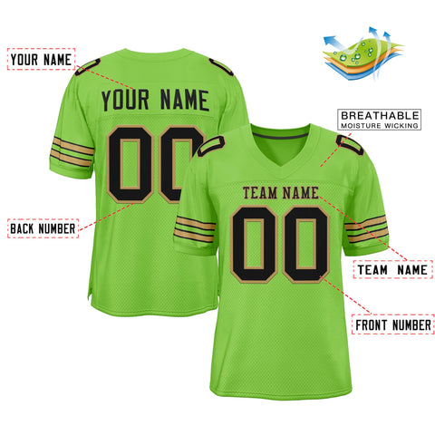 Custom Neon Green Black-Old Gold Classic Style Authentic Football Jersey