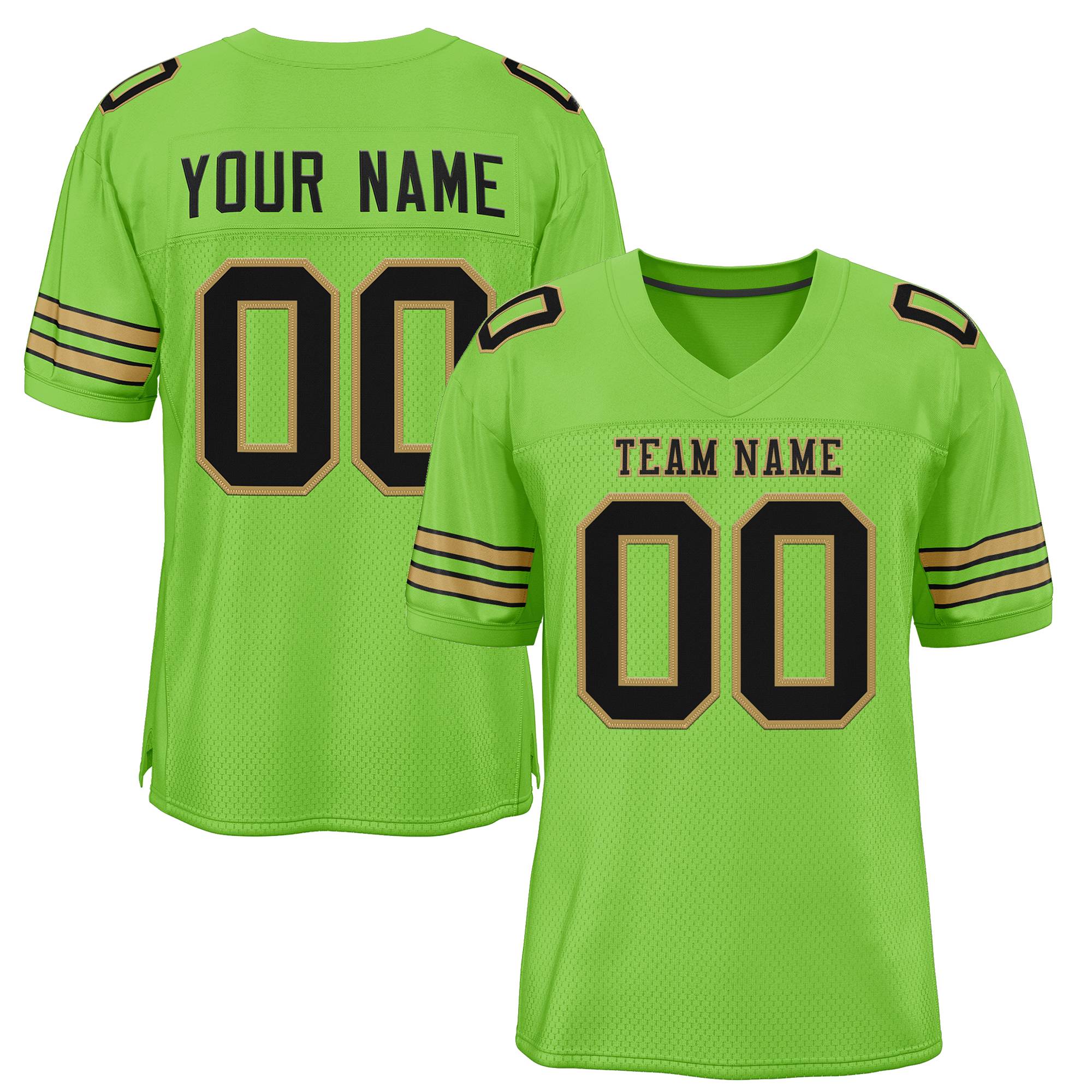 Custom Neon Green Black-Old Gold Classic Style Authentic Football Jersey