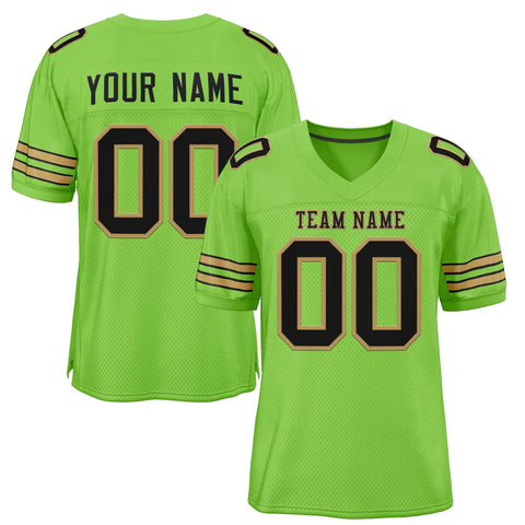 Custom Neon Green Black-Old Gold Classic Style Authentic Football Jersey