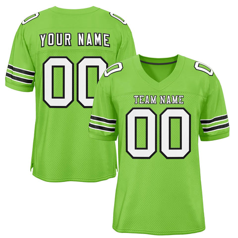 Custom Neon Green White-Black Classic Style Authentic Football Jersey