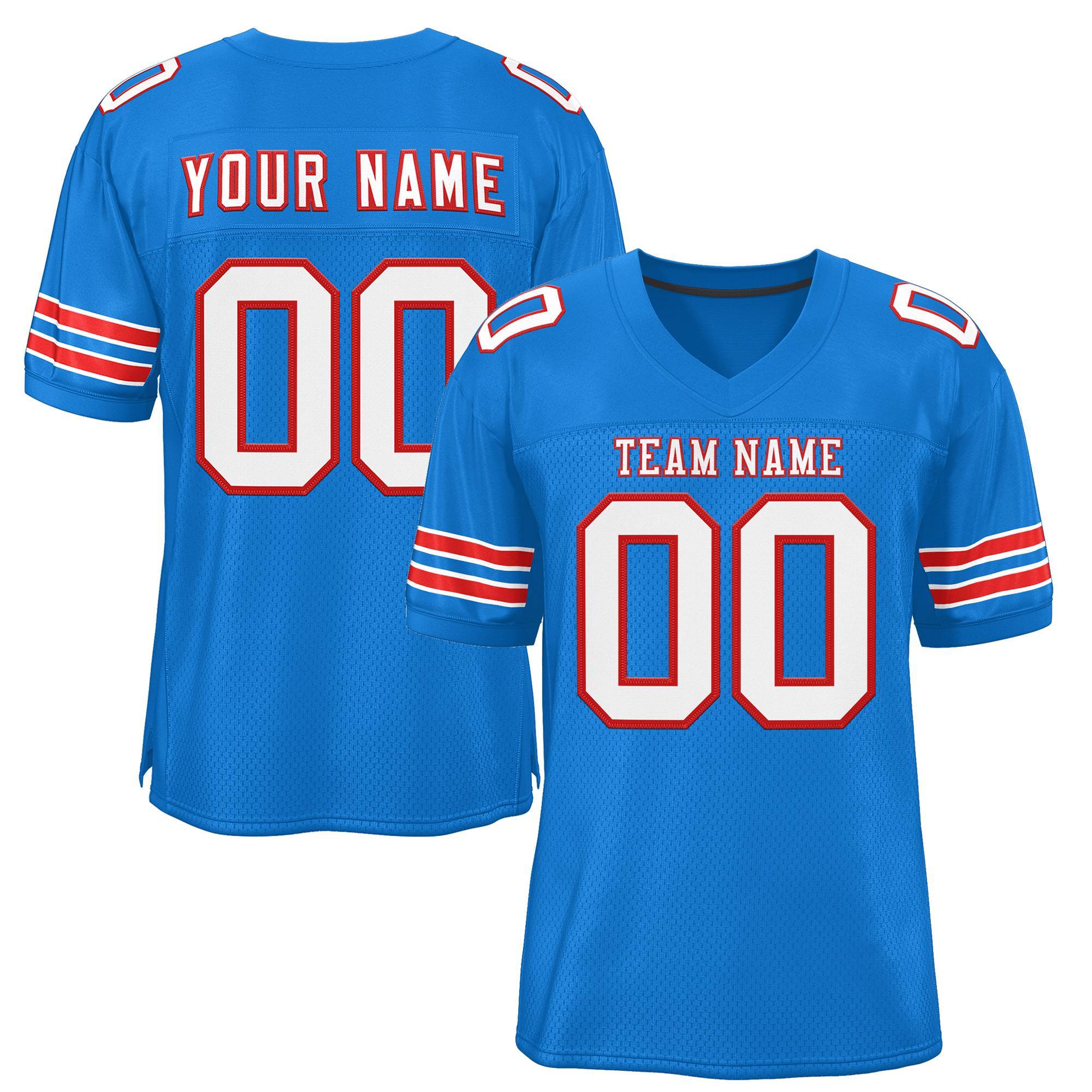 Custom Panther Blue White-Red Classic Style Authentic Football Jersey