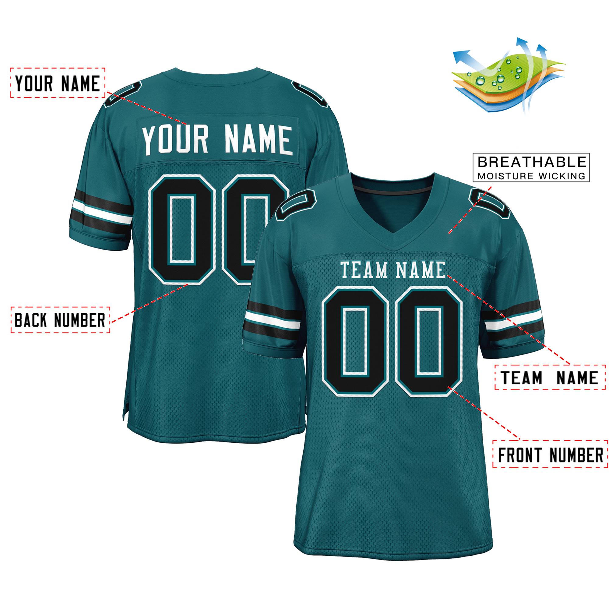 Custom Midnight Green White-Midnight Green Classic Style Authentic Football Jersey